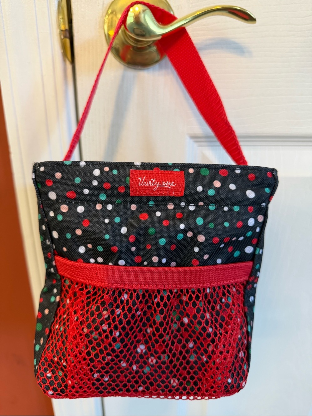THIRTY ONE LITTLES CARRY ALL CADDY 6" TOTE ORGANIZER HOLLY DOT PRINT